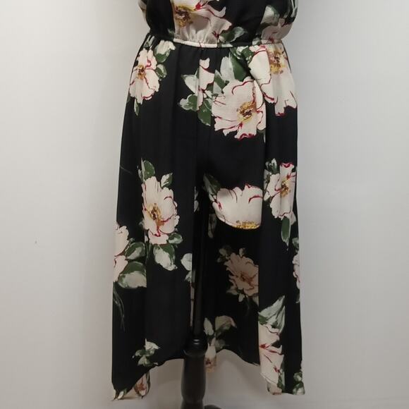 women's floral black halter sleeveless long skirt Rompers/ jumpsuit size M EUC - Picture 5 of 15